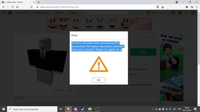 An error occured while processing this transaction. No Robux have been removed from your account. смотреть онлайн