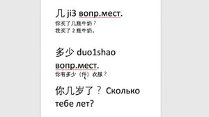 Вопросительные местоимения в китайском языке • 几 • 多少
