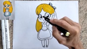 How to draw Alice in Wonderlan with markers/Как нарисовать Алису в Стране чудес маркерами.