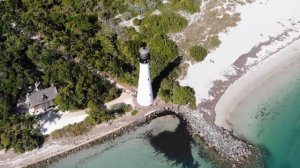 Aerial View Key Biscayne Lighthouse 4K Drone