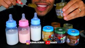 ASMR BREAST MILK BABY BOTTLES & BABY FOOD MUKBANG *CHALLENGE* JERRY