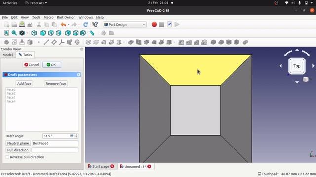 FreeCAD: Draft face and creating chamfers that run the full length to the base смотреть онлайн