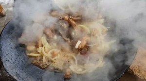 Жареный бараний антрекот с овощами по- таджикски (Tajik Grilled Lamb Entrecote with Vegetables)