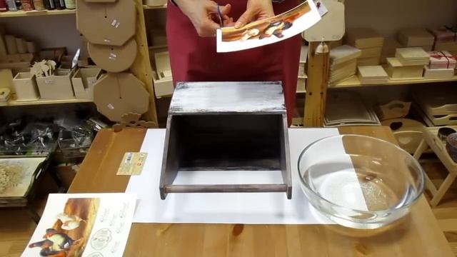 How to make Shabby Chic box. Transfer image. Decoupage on wood tutorial - DIY.
