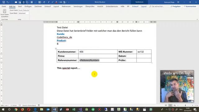 Replace Data Fields in Word automatically by Data from Excel with Office Addin смотреть онлайн