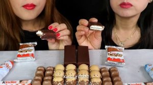 ASMR KINDER CHOCOLATE PARTY (HAPPY HIPPOS, CHOCOLATE CAKE, DELICE) 초콜릿 리얼사운드 먹방 | Kim&Liz ASMR