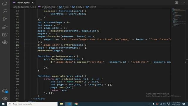 #azadeducation create dynamic pagination with java script without any library