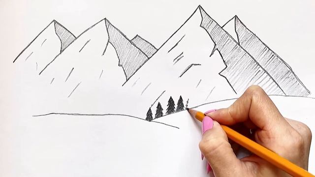 Как Нарисовать Пейзаж Карандашом | Простой способ нарисовать Пейзаж
