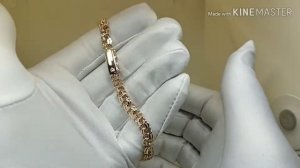 Золотой браслет " Бисмарк" с замком коробочка