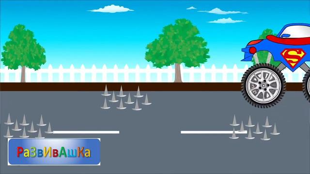 Гонка Ниндзя монстр трак против монстр трака Капитана Америка Мультики про машинки смотреть онлайн