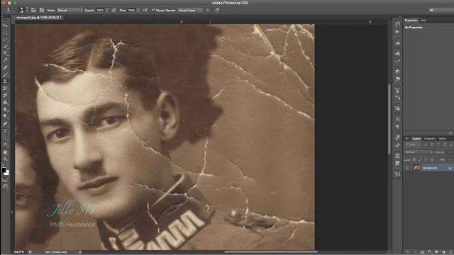 Restoring a damaged photo with Adobe PhotoShop смотреть онлайн