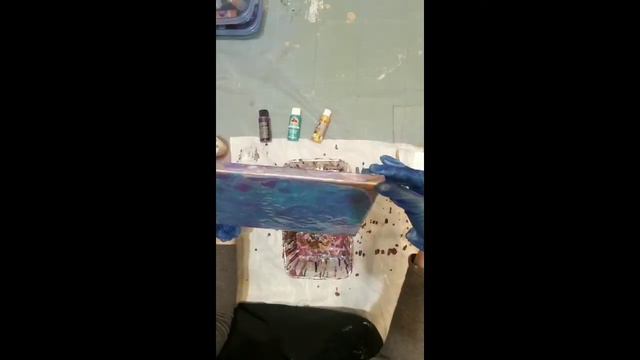 Blue, purple and gold acrylic pour "CryBaby" смотреть онлайн