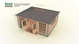 Беседка четырёхскатная 5х4 из бруса (сборка 3d)