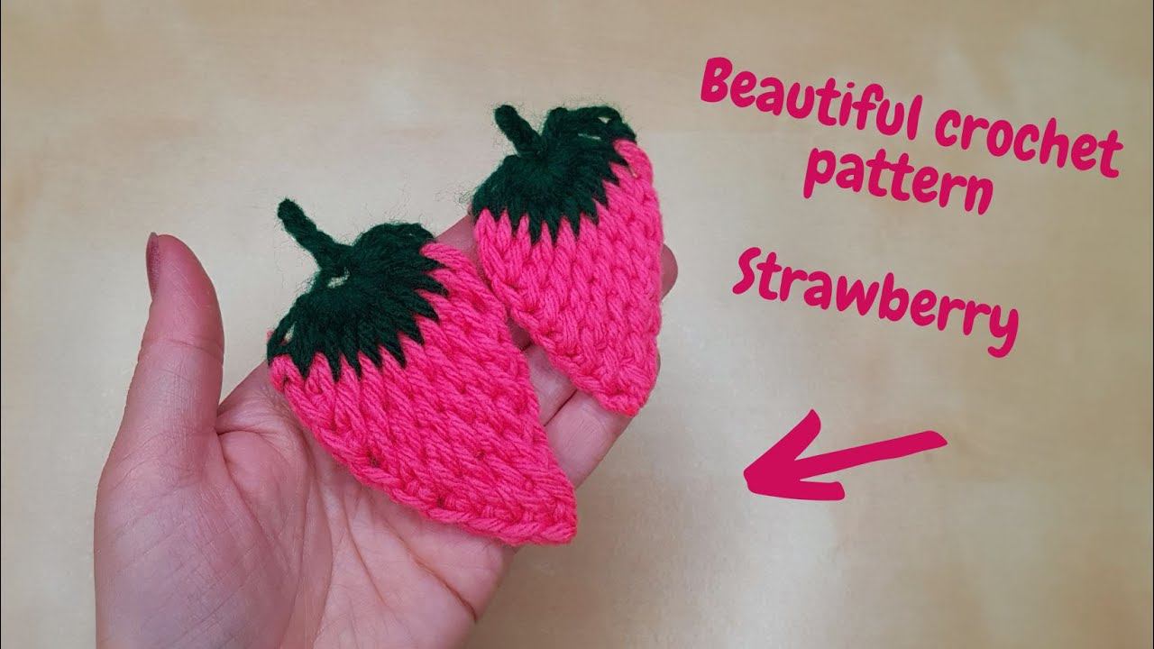 Cute Crochet Strawberry. Tunisian Crochet for Beginners. Details смотреть онлайн