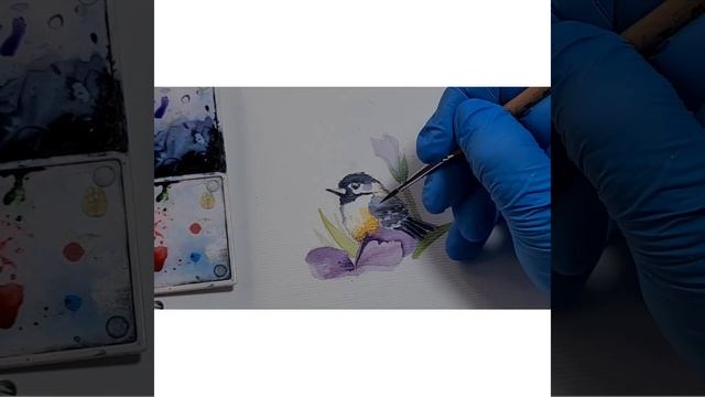 Птичка, акварельные краски, дизайн ногтей 2021 г. смотреть онлайн