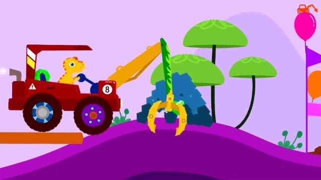 Dino Mini Trucks and Diggers Dig and Find the Diamonds With Dinosaur Diggers Educational Game