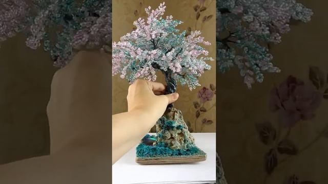 Beaded bonsai cherry tree