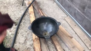 Подготовка чугунного казана | Обжиг на костре