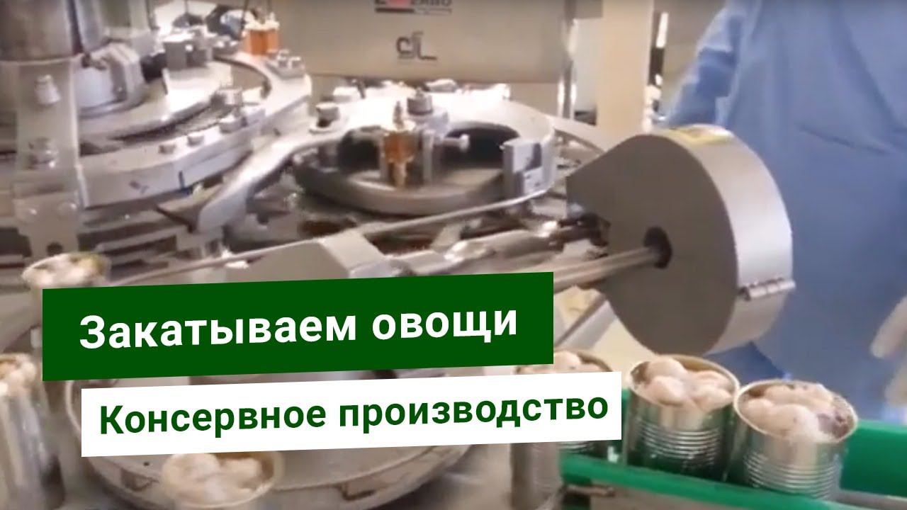 Линия консервации овощей. Промышленное консервирование помидоров, гороха, кукурузы, кабачковой икры.