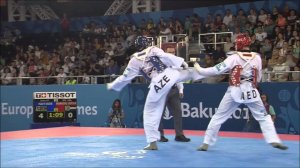 Taekwondo WTF. Baku 2015 European Games. Quarterfinal. M+80. Isaev-Wanrooij.