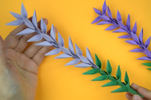 Веточка лаванды из бумаги в технике оригами