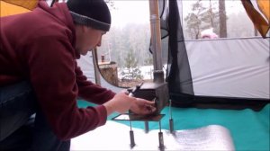 на природу с палаткой зимои.проектор,печка 2  i gamta ziema su palapine,krosnele,projektoriumi 2