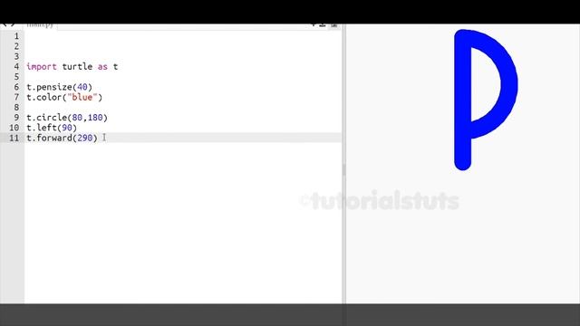 Drawing Alphabet Letter R USING Python Turtle | Tutorials Tuts