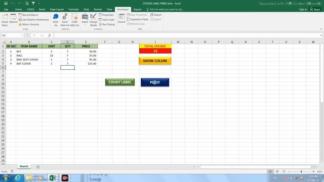 LABEL PRINT IN EXCEL USER FORM смотреть онлайн