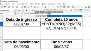 Função Data no LibreOffice Calc