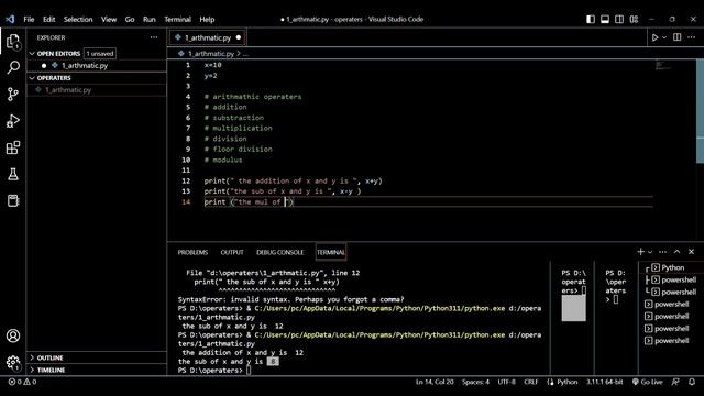 operators in python || arthmatic operator || #python #operatorsinpython @MontyPython @CodeWithHarry