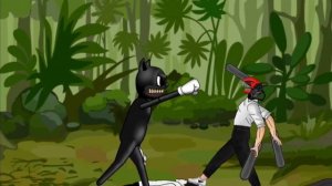 denji vs cartoon cat, Freddy Krueger, Michel myers, IT Pennywise, jeff the killer, chucky, Jason.