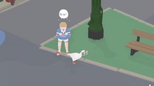 Злая птица докапалась до пацана. Прохождение " Untitled Goose Game" № 2