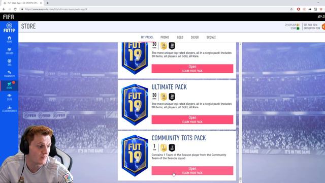 OMFG I PACKED RONALDO!!!  2 GUARANTEED TOTS PACKS ON FIFA 19!