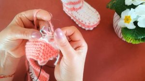 Детские пинетки СПИЦАМИ | Длина подошвы 13 см.