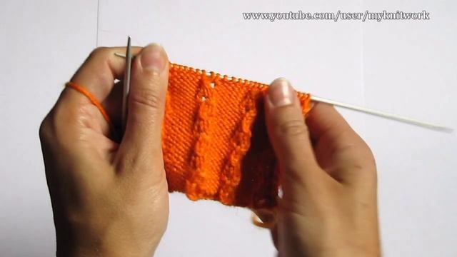 Вязание спицами. Ажурные полосы на изнаночной глади. смотреть онлайн