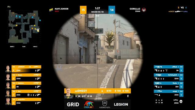 M0NESY ШИКАРНАЯ ИГРА C AWP НА ТУРНИРЕ! NAVI Junior vs Gorillaz (CS:GO)