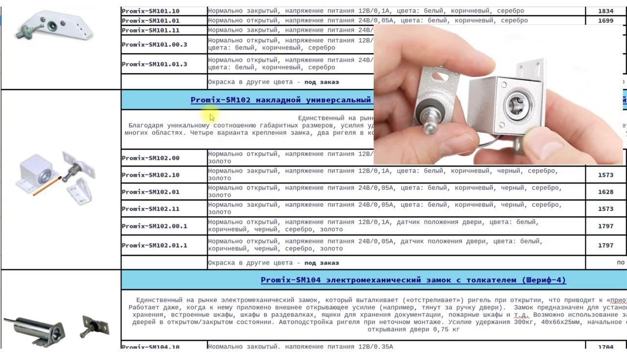 Российские электрозамки Promix. Живой прайс-лист смотреть онлайн