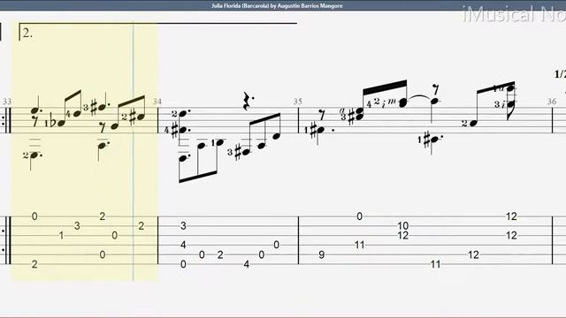 Guitar TAB - Agustin Barrios Mangore : Julia Florida - Barcarola (1885-1944) Tutorial Sheet #iMn смотреть онлайн