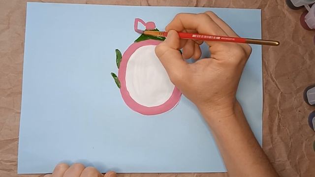 Как нарисовать питахайю (драконий фрукт) красками. Очень простой рисунок для детей