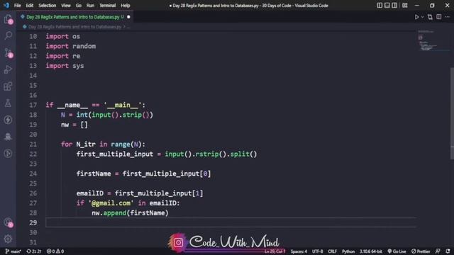 Day 28 RegEx Patterns and Intro to Databases | Hacker Rank 30 Day Challenge | CWM смотреть онлайн