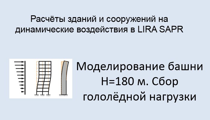 Расчёт на динамические воздействия в Lira Sapr Урок 10 Башня Н=180 м сбор гололёдной нагрузки