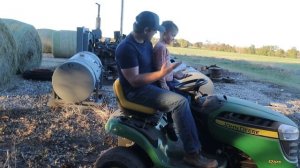 Our tractor is stuck | Playing in the mud with lawn mower | Tractors for kids