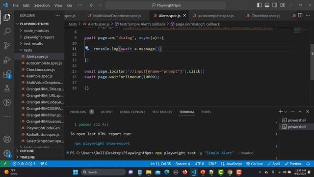 Playwright with Javascript tutorial 16 | Handling JavaScript Alerts | Confirm | Prompt