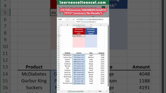 Excel Pro Trick: Use Excel FILTER Function with Wildcard: Partial match Text Contains in Excel