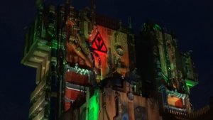 Guardians of the Galaxy - Mission: BREAKOUT! lit up at night, Disneyland