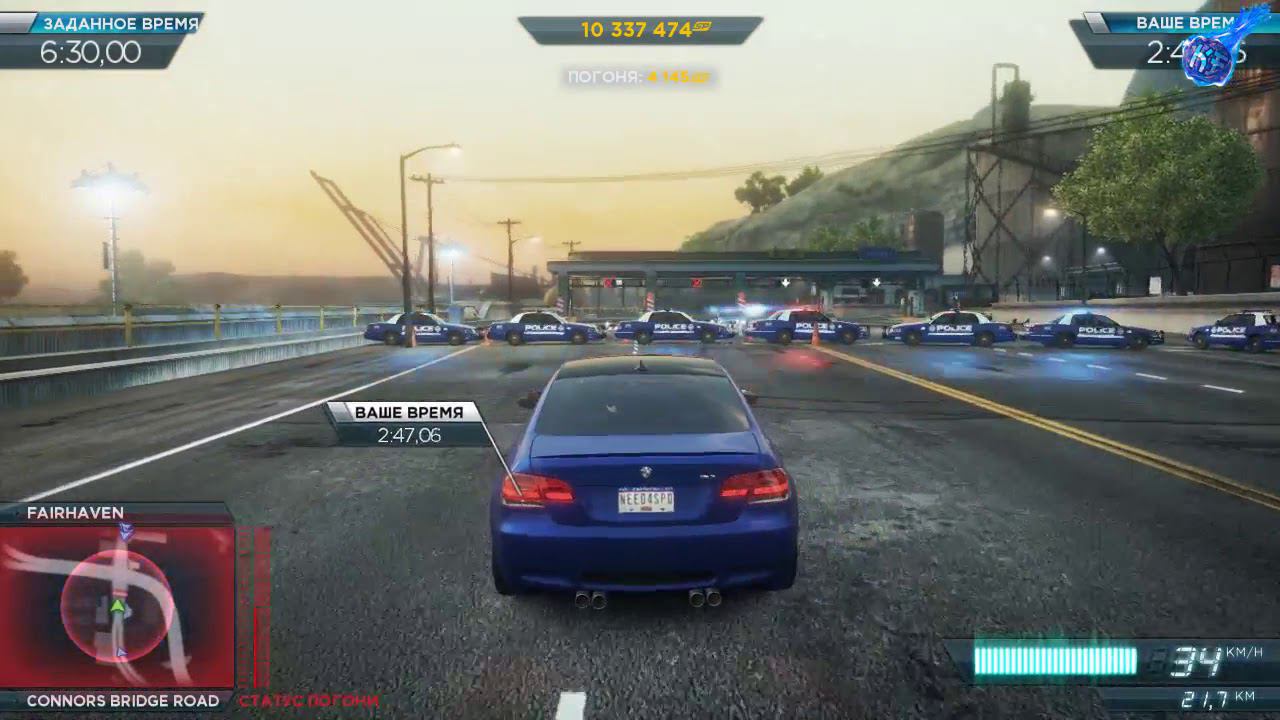 BMW M3 против Police  (Need for speed Most Wanted)