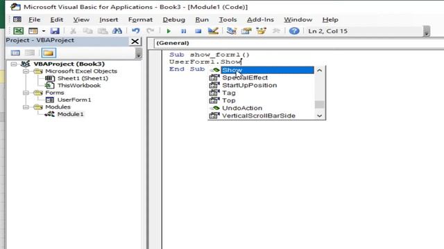 Excel VBA Tutorial| How to open userform in excel vba using button click
