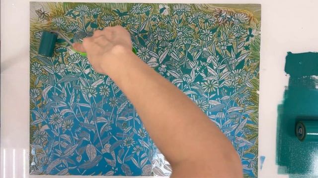 PRINTMAKING PROCESS Reduction linocut “Calendula”, 6 layers смотреть онлайн