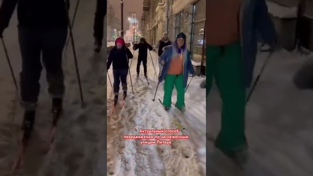 ⛷️Актуальный способ передвижения по заснеженным улицам Питера.