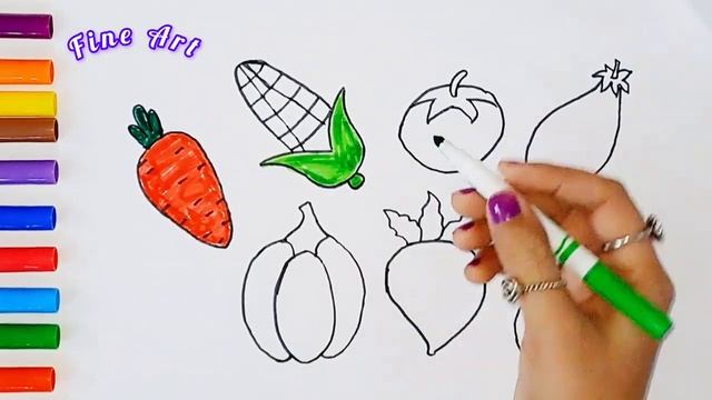Drawing Vegetables Easy For Children | How to draw vegetables Drawing, Painting and Coloring